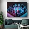 Paintings Game Chess Neon Art Printing Canvas Painting and Modern Luxury Chess Posters Murals Living Room Fashion Home Decoration Gift 230823