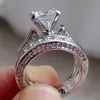 Shuangr Fashion Dimond Ring Silver Color Fashion Square Wedding Engagement Ring utsökta kvinnor kubiska zirkoniumsmycken Dropship210b