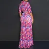 Women's Two Piece Pants Fashionable And Aexy V-neck Floral Short Sleeved Long Skirt Two-piece Set Summer Dual Purpose