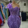 2023 août Aso Ebi Lavender Sirène de bal de bal Crystals Crystals Perge en soirée Fête formelle Deuxième réception Robes de fiançailles d'anniversaire Robe de Soiree ZJ7123