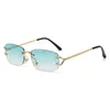 Sunglasses Small N Rimless Fashion Frameless Rectangle Tinted Lens Eyewear 90s Glasses for Women Men 230824