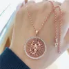 Chains 585 Purple Gold Pendant Creative Star Sign Plated 14K Rose Round Scorpius Necklaces Hollow Out Classic Jewelry