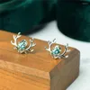 Stud Earrings 925 Silver D Color VVS1 Diamond Test Past 0.5 Carat 5mm Green Moissanite Deer Women Wedding Gemstone Gift
