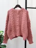 Women's Knits 2023 Autumn Winter Thick Needle Short Women Sweater Coat Female Retro Twist Korean Version Loose Lazy Wind Knit Cardigan