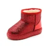 Bottes Bottes de neige pour enfants 2022 nouvelles bottes en caoutchouc pour enfants à fond souple brillant chaud en peluche filles bottes d'hiver chaussures de bébé Chaussure Fille L0824