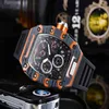 Top Digite Versie Skeleton Dial Alle Fiber Patroon Case Japan Saffier Heren Horloges Rubber Designer Sport Watches279H