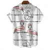 Camicie casual maschile 2023 Shirt Flamingo hawaiano stampato per uomini abiti maschile a maniche corte a manica corta camicetta di grandi dimensioni 5xl