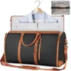 Duffelväskor bär på plaggväska stor pu läder duffel för vattentäta resor med skopåse 2 i 1 hängande resväska