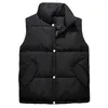 Men's Vests Autumn And Winter Vest Jacket Outerwear Solid Black White Single Breasted Water-Resistant Sleeveless Coat Clothing