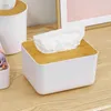 Tabletop Tissue Box Holder Modern Napkin Dispenser With Bamboo Lid Napkin Holder For Facial Tissues Napkins Tissue Papers Dryer HKD230812