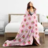 Blankets Fruit Strawberry Print Fuzzy Flannel Blanket Soft Portable Throw Blanket Room Bedspread for Sofa Home Office Bed R230824