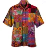 Camisas casuais masculinas Trendy Retro moda Paisley estampa floral floral