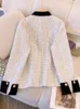 Damesjassen Franse lichte luxe zwart -wit patchworkontwerp klein geurige tweed jas voor vrouwen met een enkele borsten bovenkleding jas