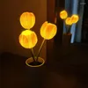 Nattlampor LED Rose Tulip Flower Vase Lamp Light Table Batterisätt för hem sovrummet Bedside Wedding Decor