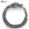 Bracelets de charme Vintage dominateur réaliste Dragon de l'est Bracelet pour hommes couleur argent mâle main bijoux Punk accessoires cadeaux de fête