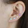 Boucles d'oreilles en forme de petit cœur, en émail Pastel coloré, bijoux délicats pour filles et femmes