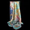 Scarves Women 100% Real Silk Square Scarf Hangzhou Neck Scarf Large Neckerchief for Ladies Print Bandana Square Silk Scarf 90*90cm 230823