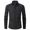 Men's Dress Shirts Spring And Summer French Business Shirt Non Iron Formal Long Sleeve Solid Striped Casual Top