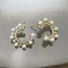 Boucles d'oreilles à clous en perles d'eau douce, 20mm, 10 paire/lot, magnifiques bijoux à la mode en zircone cubique