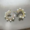 Stud Earrings 20mm 10pair/lot Style Cz Freshwater Pearl Earring Beautiful Cubic Zirconia Fashion Jewelry