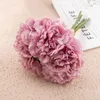 Fleurs décoratives 5 pièces/paquet de pivoine en plastique artificielle, plantes simulées, décoration de mariage, balcon, salon, mariée tenant une couronne d'accessoires SS