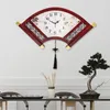 Wandklokken Chinese waaiervormige massief houten klok creatieve kunst stil Quartz sweep tweede woonkamer modern design