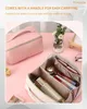 Cosmetic Bags Cases Lay Flat Makeup Organizer Weave Pattern PU Makeup Bag Large Capacity Waterproof Cosmetic Bag for Women 230823