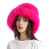 BERETS 2023 Y2K FLUFFY FAUX PUL BUCKET HAT KVINNER VARM TJÄRT PIUSH VINTA LADY Luxury Fashion Party Panama Fisherman Cap