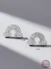 Ohrmanschette 925 Silber Cz Stones asphaltierte Mode fein Schmuck kreative süße Regenbogen -Form Ohrringe Perfekte Geschenk für Daten und Partys 230823