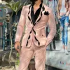 Herenpakken Pak Pink Jacket Sets Custom Homme Slim Fit 2 stuks Wedding Bruidegom Business Casual Tuxedo Elegant Dress (jasbroeken)