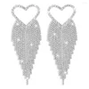 Kolczyki Dangle Long Rhinestone łańcuch frędzki kształt serca Kryształ dla kobiet moda błyszcząca temperament biżuteria ślubna panna młoda