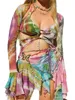 Robes de travail pour femmes, ensemble 2 pièces Boho Chic, cardigan kimono imprimé floral et jupe longue taille haute