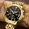 Montres-bracelets LIGE Gold Watch pour hommes Warterproof Sports Mens Top Clock Homme Business Quartz Montre-bracelet Relogio Masculino