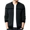 Camisolas masculinos Autumn Winter Sweater Cardigan Baseball Collar Casat Stripe Youth Business Zipper casual desgaste