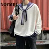 Men s Hoodies sweatshirts Noymei losse modieuze Koreaanse stijl zeemanspak contrastkleur afslaan kraag herfst sweatshirt mannelijke pullover wa2550 230823