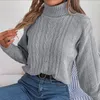 Pulls pour femmes Femmes Ins Streetwear Style Femmes Automne Hiver Casual Col Haut Frit Pâte Twists À Manches Longues Pull À Tricoter