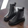 Botas crianças chelsea botas outono inverno botas para meninas pu couro escola meninas sapatos casuais crianças botas de neve crianças meninas martin boot l0824