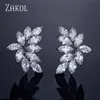 Charm Zakol Fashion Leaf Zircon Zircon Stud أقراط للنساء Shinny Sliver Color Crystal Flower Flower Mift Brinco EP2233 230823