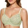 Soutien-gorge minimiseur en dentelle florale sans doublure, grande taille, à armatures, couverture complète, sous-vêtements transparents 230823