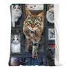 Mantas Manta de franela de gato gris Impreso en 3D Manta para niños adultos para ropa de cama Sofá Viaje Oficina Cama Manta Suave y ligera R230824