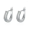 Stud Earrings Temperament Graceful U-shaped Silver Color Girl Cocktail Party Shine Cubic Zirconia Fashion Women Jewelry