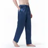 Herren EU Größe Pyjamas für Männer Nachtwäsche lange Hosen Schlaftops Hosen dünne Eis Seiden Pyjama Männer Solid Nachtwäsche20230824.