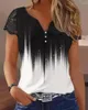 Magliette da donna stampa astratta stampa colorblock in pizzo top top women ack shirt short maniche camicia estiva primavera sexy