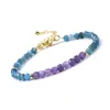 Strand Round And Cube Shape Faceted Amethyst Apatite Chrysoprase Garnet Mixed Natural Stone Bead Bracelet