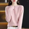 Kvinnors tröjor Pure Wool Cashmere Sweater O-Neck Pullover Casual Knit Top Autumn and Winter Coat Korean Fashion