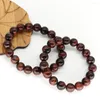 Braccialetti di fascino in pietra naturale tigre rosso tigre guarigione cristallo quarzo quarzo bracciale elastico reiki gioielli lucidati per perle da donna da donna alla moda