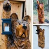 Trädgårdsdekorationer utomhusbjörnstaty med lätt snidningshartsskulptur Lantern Ornament Lawn Decor Up Animal