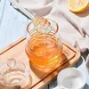 Storage Bottles Clear Glass Honeycomb Tank With Dipper Lid Honey Container Kitchen Jam Bottle For Wedding Party Home