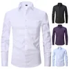 Men's Dress Shirts Spring And Summer French Business Shirt Non Iron Formal Long Sleeve Solid Striped Casual Top