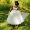 فساتين زفاف قصيرة خط أبيض تول عتيقة عتيقة الحبيب الزفاف ثوب الشاي طول العفن 2021270U